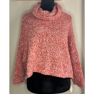 Free People BFF Red Lotus Cowl Neck Knit Sweater sz XS